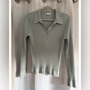 Athleta V-NeckRibbed Sweater - Soft Green